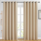 NICETOWN Blackout Curtains Panels for Living Room, 2 Panels, 66 x 80 Inch, Biscotti Beige, 3 Pass Microfiber Noise Reducing Thermal Insulated Solid Ring Top Blackout Window Drapes