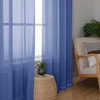 Aiyufeng Royal Blue Sheer Curtains 63 Inch Length 2 Panels Set, Semi Transparent Voile Dark Blue Sheer Window Drapes for Bedroom Bed Canopy Living Room Dining Wedding Party Backdrop, 40W x 63L inch