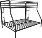 DHP Dusty Metal Bunk Bed with Secured Ladders, Twin/Full, Black
