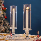 Hurricane Candle Holder Glass Taper Hurricane Clear Tall Candlestick Candles Holders Table Centerpiece Wedding Party Dining Event Home Decor (6)