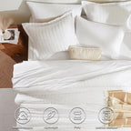 CozyLux Twin XL Seersucker Comforter Set with Sheets White 5 Pieces Bed in a Bag Twin Extra Long Luxury Soft Bedding Sets for College Dorm with Down Alternative Comforter, Sheets, Pillowcase & Sham