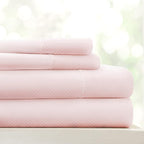 Linen Market Double-Brushed Patterned Microfiber California King Sheet Set 4 Piece – Oeko-TEX Certified Ultra Soft & Wrinkle-Free - 16" Deep Pocket Sheets Easy Care Cal-King Size - My Heart Pink