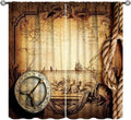 Pirate Map Curtains, Nautical Theme Old Ancient Treasure Map Secret Sea History Pattern Blackout Window Drapes for Kids Boys Bedroom Living Room 42x63in