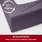 Mellanni Extra Deep Twin XL Sheets - 3 PC Iconic Collection Bedding - Hotel Luxury, Ultra Soft, Cooling Bed Sheets - Wrinkle, Fade, Stain Resistant (Twin Extra Long, Purple)