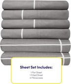 King Size Bed Sheets - 6 Piece 1500 Supreme Collection Fine Brushed Microfiber Deep Pocket King Sheet Set Bedding - 2 Extra Pillow Cases, Great Value, King, Window Pane Gray