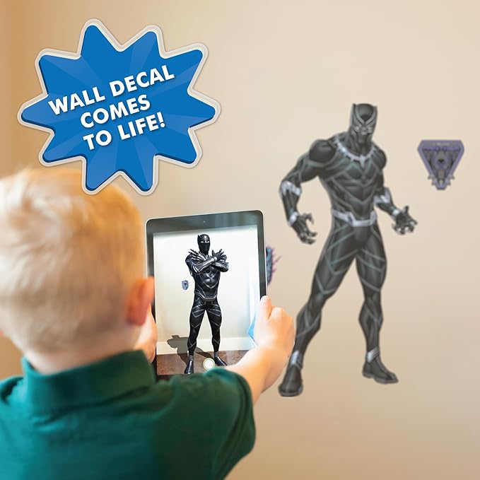 Wall Palz Marvel Black Panther Wall Decal - 29" Augmented Reality Black Panther Bedroom Decor Peel and Stick Vinyl Wall Stickers