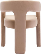 Modern Barrel Dining Chairs Set of 3, Velvet Upholstered Accent Side Chair with Arms Comfy Makeup Vanity Chairs, Dining Living Room Kitchen Chairs, Khaki