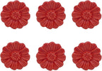 6PCS Vintage Floral Daisy Ceramic Dresser Drawer Knobs Elegant Cabinet Cupboard Door Hardware Pull Handles w/Screws Red