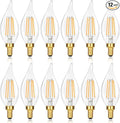 GoBright E12 LED Candelabra Bulbs 60 watt Equivalent, 2700K Soft Warm White Dimmable Chandelier Light Bulbs, 6W 630LM Flame Tip Candle Light Bulbs for Ceiling Fan, Home Decor, 12-Pack