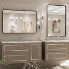 LOAAO 24X30 Inch Black Metal Framed Bathroom Mirror for Wall, Matte Black Bathroom Vanity Mirror Farmhouse, Large Rounded Rectangle Mirror, Anti-Rust, Hangs Horizontally or Vertically