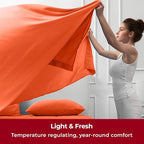 Mellanni Twin Sheets Set - 3 PC Iconic Collection Bedding - Hotel Luxury, Extra Soft, Cooling Bed Sheets - Wrinkle, Fade, Stain Resistant (Twin, Poppy Orange)
