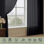 OWENIE Black Sheer Curtains 108 Inches Long for Living Room Bedroom 2 Panels Set, Lightweight Airy Black Sheer Curtain, Filmy Rod Pocket, 2 PCS, Each 59" W x 108" L