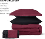 Bedsure Full Size Comforter Set - 7 Pieces Reversible Burgundy and Black Bedding, Full Size Bed Set for All Seasons, Bed in a Bag with Down Alternative Comforter, Sheets, Pillowcases & Shams