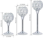 Bulk Crystal Candle Holder Set, 3 Sizes Tealight Candlestick Holders, Elegant Candelabra for Wedding Table Centerpiece, Fireplace, Home & Living Room Decor – Kehail (Set of 12, Silver)