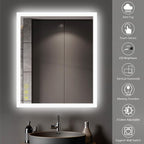 Wall-Mounted LED Square Bathroom Mirror, Makeup Mirror (36 inches x 30 inches,) 3 Color Stepless Dimmable Memory Bathroom Vanity Mirror with Lights CRI90+ 3000~6400K Smart Mirror with Touch