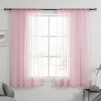 HUTO Light Pale Baby Pink Sheer Curtains 63 Inch Length for Girls Bedroom Rod Pocket Window Transparent Voile Drapes Curtains for Kids Room Living Room 2 Panels 52x63 Inches Long