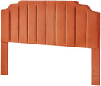 24KF Orange Teddy Fabric Tufted King Upholstered Headboard, Modern Vertical Channel Design California King Headboard with Stepped Silhouette Top Edge,6026-K-Teddy Orange