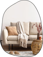 PERFNIQUE Irregular Wall Mirror Asymmetrical Mirror, 32''x24'' Black Mirror for Bathroom Bedroom Living Room Entryway, Decorative Modern Wall Decor, Wall Mounted (Black, 32''x24'')