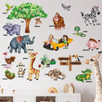 Jungle Animal Wall Stickers Forest Safari Wall Decals Kid Room Nursery Baby Bedroom Décor (Early Childhood Animal Education)