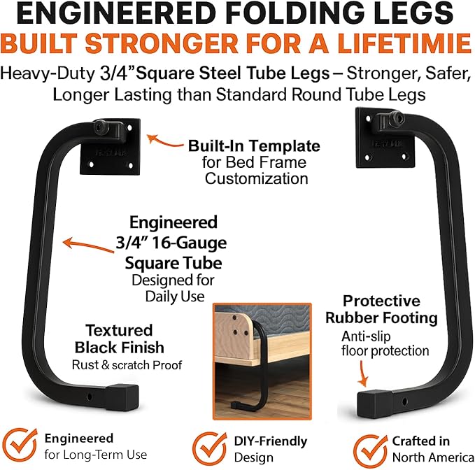 Full Size DIY Murphy Bed Hardware Kit – Vertical Wall Bed for Space-Saving - Budget-Friendly DIY Setup - Made in USA - Hide Away Design with Full Murphy Bed Hardware - Bed Lift Mechanism - Pull Down
