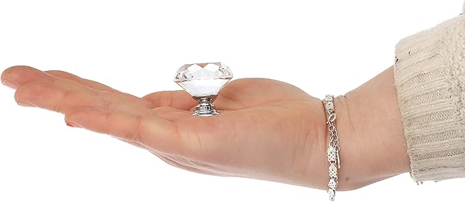 26 pcs Glass Cabinet Knobs Crystal Drawer Pulls Clear 30 mm Diamond for Kitchen, Bathroom Cabinet, Dresser and Cupboard by DeElf