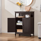 Yaheetech Bathroom Floor Storage Cabinet, Wooden Free Standing Storage Organizer with 2 Doors & Adjustable Shelf for Living Room, Hallway, Espresso