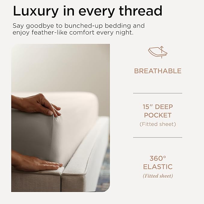 Threadmill Sheets for Twin XL Mattress | 800 Thread Count Twin XL Bed Sheets Set with 15” Deep Pocket | Sateen Weave, Better Than Egyptian Cotton, 3-Piece Bedding Set with Cooling Effect | Taupe