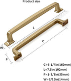 khtumeware 2 Pack 6-1/4 Inch Kitchen Cabinet Handles Brushed Brass Cabinet Pulls Brushed Gold Drawer Pulls Kitchen Cabinet Hardware Kitchen Handles for Cabinets Cupboard Handles Drawer Handles