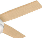 Hunter 52 inch Indoor Ceiling Fan with LED Light and Remote Control - White Modern Ceiling Fan, Low Profile Mount, 4 Blades, For Bedroom, Living Room, or Kitchen, Quiet - Dempsey 59242, Fresh White