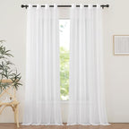 NICETOWN Sheer Curtains 120 inches Length for Windows, Grommet Top Elegant Voile Textured Window Treatment for Sliding Glass Door/Bedroom/Living Room, Ivory, W54 x L120, 1 Pair