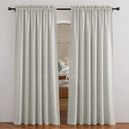 RYB HOME Linen Wonven Curtains Light Filtering Privacy UV Protection Window Blinds & Shades Draperies for Basement, Farmhouse, Villa, Boys Girls Bedroom, W 70 x L 95 inch, Grey, 2 Panels Set
