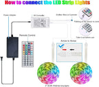 Tenmiro 65.6ft Led Strip Lights, Ultra Long RGB Color Changing LED Light Strips Kit with 44 Keys Ir Remote Led Lights for Bedroom, Kitchen, Home Decoration