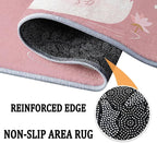 Washable Area Rug for Living Room 8x10 ft Cartoon Swan Princess Peach 3D Print Decor Carpet, Non Slip Stain Resistant Large Area Rugs, for Bedroom Dining Room Office