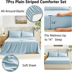 CozyLux King Size Comforter Set Light Blue, 7 Pieces Bed in a Bag, Blue Comforter King Size, All Season Bedding Sets with Stitch Quilted Comforter, Flat Sheet, Fitted Sheet, Pillowcases