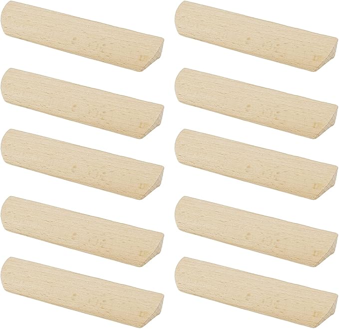 10Pcs Unfinished Wood Solid Furniture Pulls Handles,Unfinished Unpainted Paintable Wooden Handles Cupboard Closet Drawer Handle Pull,Length 4.84",Hole Dis.3.78"