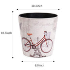 Vintage Decorative Wastebasket,Floral Design Trash Can, Classic Fashion Theme Garbage Bin,Waste Basket For Small Office Baskets,Bederoom Bins,Farmhouse Decor Cans, 2.9 Gallon Wastebaskets(Bicycle)