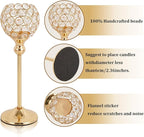 VINCIGANT Gold Crystal Candle Holders Set of 16 for Wedding Centerpieces,Votive Crystal Candle Holders for Home Fireplace Coffee Table Mantle Decor candelabros de mesa