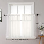 Chyhomenyc Ivory Sheer Curtains Tier 36 inch Length 2 Panels, Light Filtering Airy Rod Pocket Short Curtains Window Treatment for Small Windows/Bathroom/Cafe/Living Room/Farmhouse, 42x36 Inch