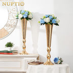 NUPTIO Pcs of 6 Fake Flower Ball Arrangement Bouquet,15 Heads Plastic Roses with Base, Suitable for Our Store's Wedding Centerpiece Flower Rack for Parties Valentine's Day Home Décor (Blue & White)