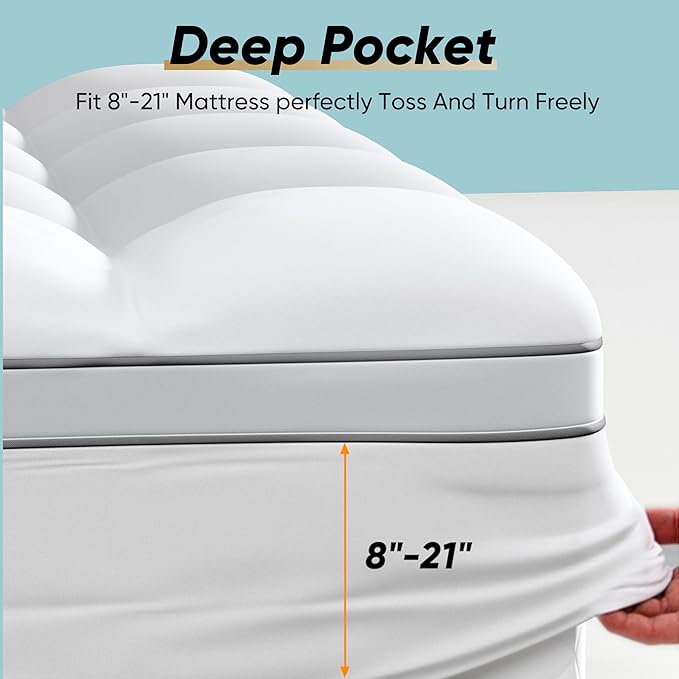 Memory Foam Mattress Topper Cover, Full Size 4inch, White, Dual Layer Gel & Pillow Top, CERTIPUR-US Certified, Machine Washable, Pressure Relieving, 54x75 inch