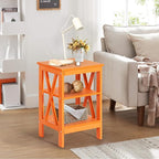 VECELO Modern Nightstands X-Design Side End Table Night Stand with Storage Shelf for Bedroom,Living Room,