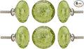 Perilla Home Set of 6 Crystal Bubble Knobs for Cabinet & Drawers Decorative Glass Knobs for Home Kitchen Cabinet Hardware Cupboard Glass Door Dresser Wardrobe and Drawer Pulls (Olive Green)