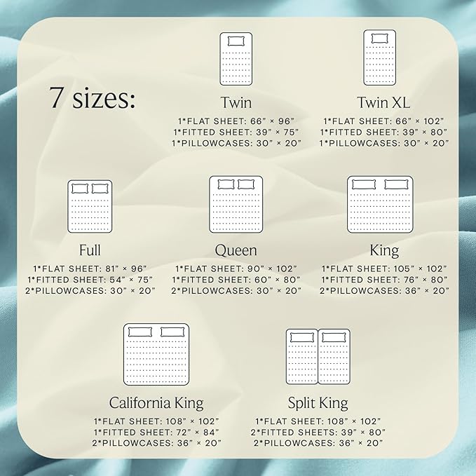 LuxClub 5 PC Split King Sheet Set, Breathable Luxury Bed Sheets, Deep Pockets Wrinkle Free Cooling Sheets Machine Washable Hotel Bedding Silky Soft - Aqua Split King