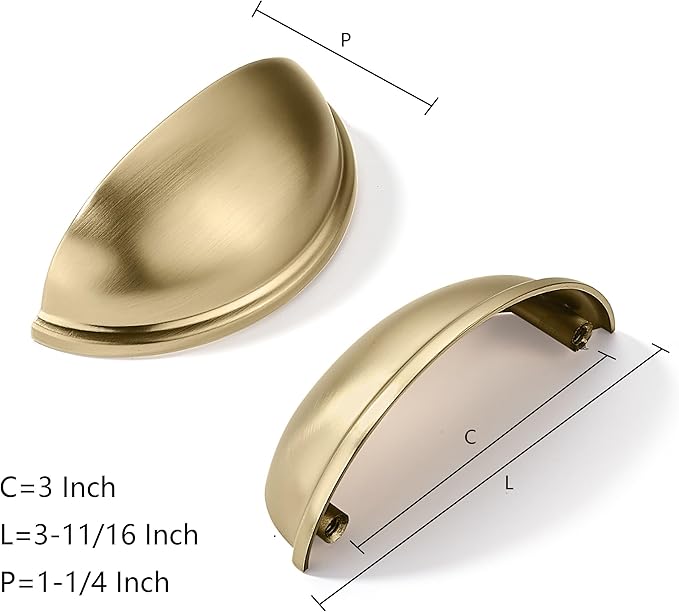 khtumeware 20 Pack 3" Drawer Pulls Champagne Bronze Cabinet Cup Pulls Kitchen Hardware Cabinet Handles Drawer Handles Knobs 3 inch Hole Center