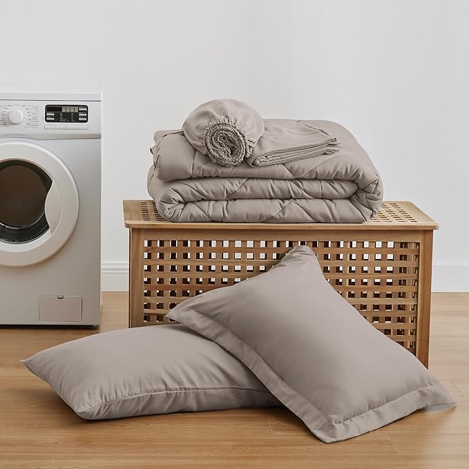 Love's cabin Twin XL Comforter Set Burlwood, 5 Pieces Twin XL Bed in a Bag, All Season Twin XL Bedding Sets with 1 Comforter, 1 Flat Sheet, 1 Fitted Sheet, 1 Pillowcase and 1 Pillow Sham