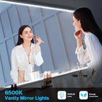 Olafus White LED Strip Lights, 32.8ft Dimmable Vanity Light, 6000K Daylight White LED Tape Lights with UL Listed Adapter, 12V 600 LEDs for Bedroom Kitchen TV Mirror Stair