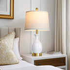 24" Bedside Table Lamp for Bedroom, Modern Classic Ceramic Lamp for Living Room, Small White Table Lamps for Nightstand & End Table (1 Pack)