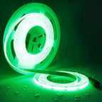 TOPAI 12V COB LED Strip Light Green Waterproof IP65 Super Bright 16.4ft Boat LED Lights Dotless 480LED/M Cuttable Flexible for Pontoon, Yacht, Kayak, Home Lighting Projects
