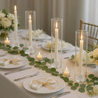 Hurricane Candle Holder Thickened Cylinder Covers 4 Pcs Taper Candle Sticks Holder Glass Tall Candlesticks Holders Centerpiece for Wedding Dining Table