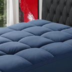 SOPAT Mattress Topper Queen Size Extra Thick Mattress Pad 8-21" Deep Pocket Soft Down Alternative Fill Mattress Protector Pillow Top Mattress Cover (60x80 Inches, Navy Blue)